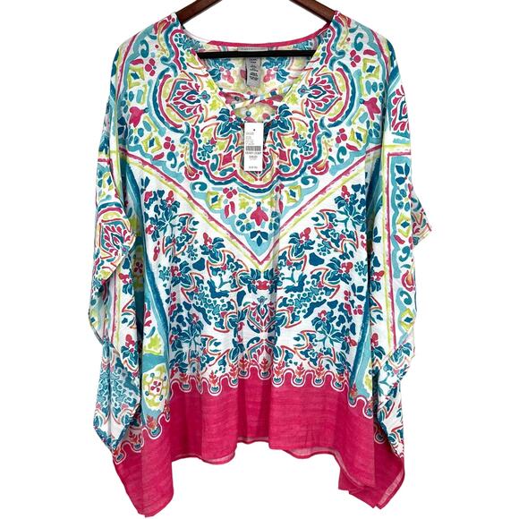 Catherines Tops - NEW NWT Catherines Plus Size 0X 14/16 Paisley Kimono Blouse Shirt Top Spring